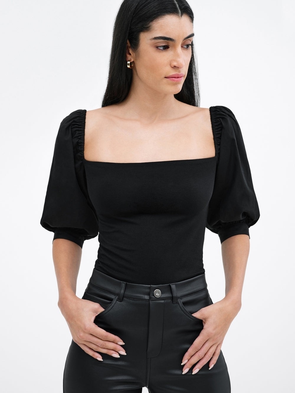 Marcella NYC Alana Square Neck Cotton Poplin Top NWT 3XL Romantic Puff Sleeve